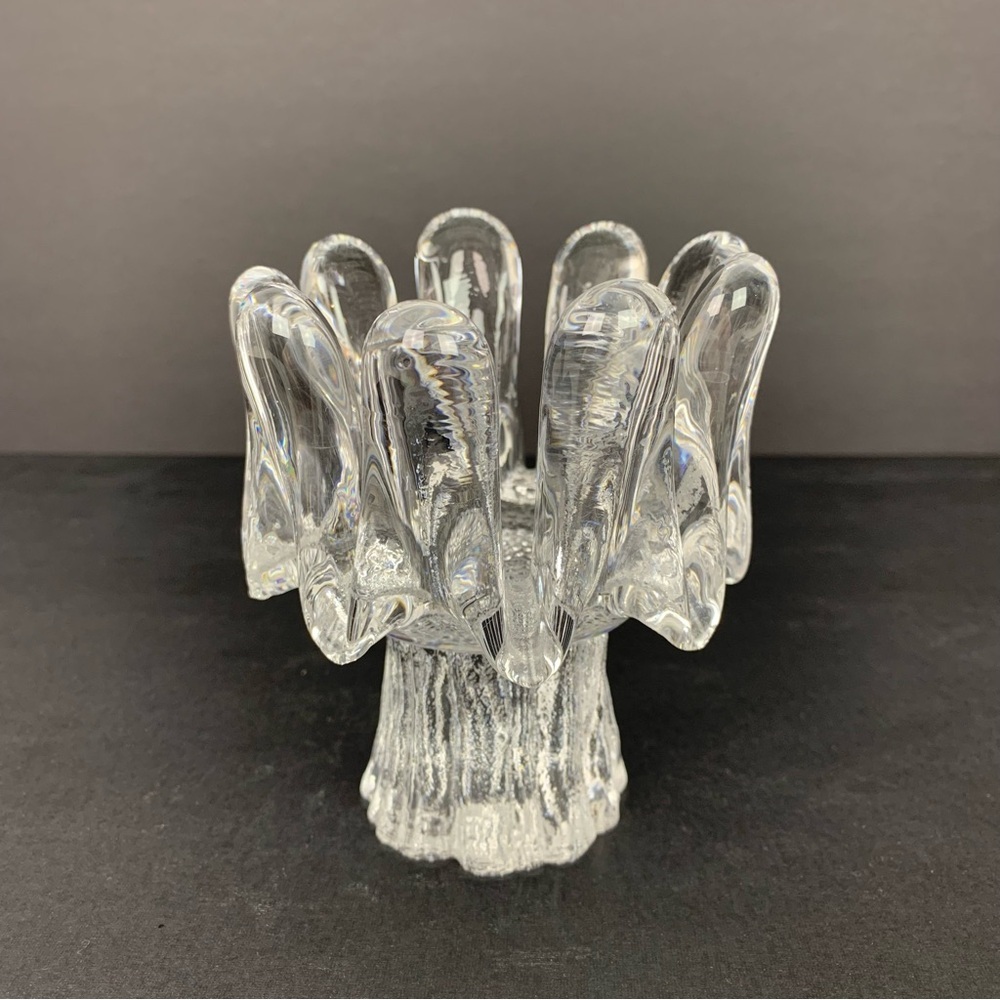 Goran Warff Kosta Boda Sunflower Glass Tea Light Candle Holder Vtg Sweden Decor